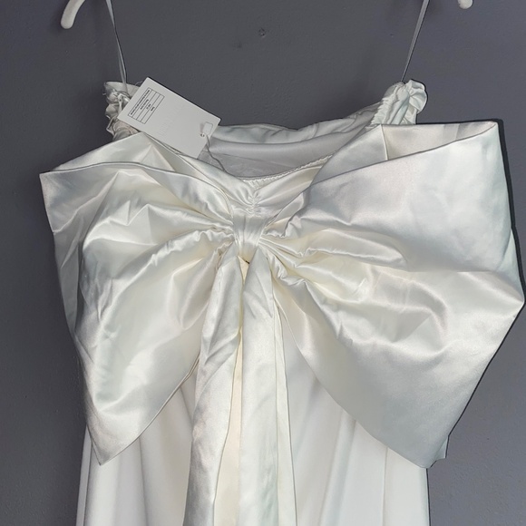 DRESS DECODE Strapless Mermaid Flare Wedding Dress Huge Back Bow Small - Picture 6 of 16